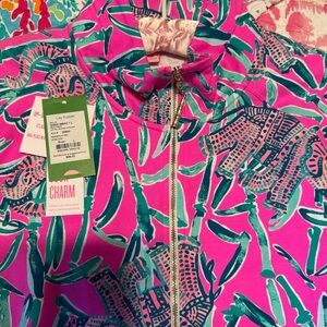 Brand-New LILLY PULITZER SKIPPER POPOVER MANDEVILLA PINK EXTRA LUCKY Sz LARGE